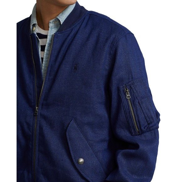 NWT $398 POLO RALPH LAUREN Men's M L Stretch Linen modern flight Bomber Jacket - Picture 4 of 12